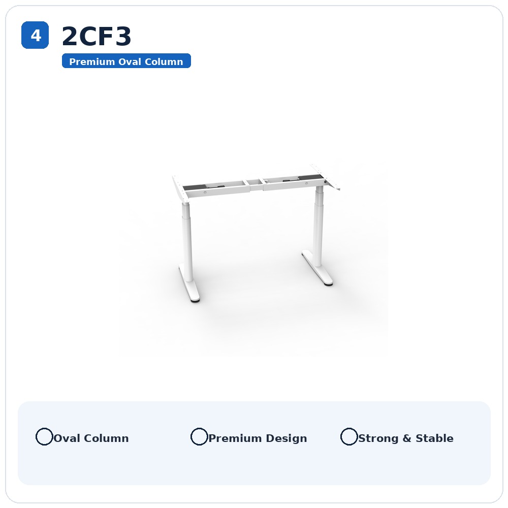 2CF3 oval column dual motor standing desk frame for premium office furniture